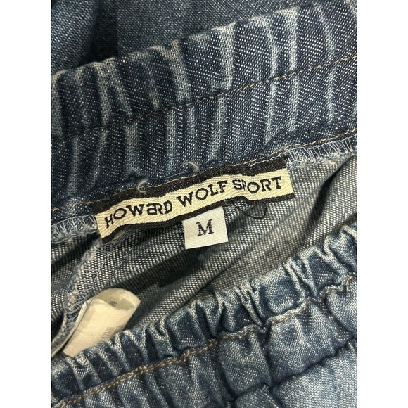 Howard Wolf Sport Denim Pull On Pants Floral Embroidery Elastic Waist Sz M - Picture 5 of 10